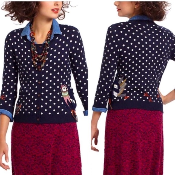 Anthropology Charlie & Rose cardigan size medium with birds EUC 🌼 - Picture 2 of 10